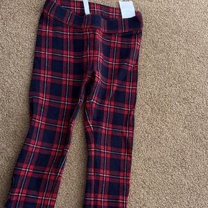 Janie and Jack Red and Blue Plaid Leggings